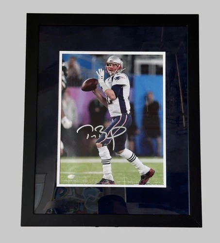 Tom Brady Signed Photo. Dbl Matted 22x18 Framed. Steiner Hologram