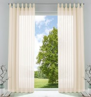 2 X Schlaufenschal Gardine Uni Transparent Voile, Hxb 245X140 Cm, Creme