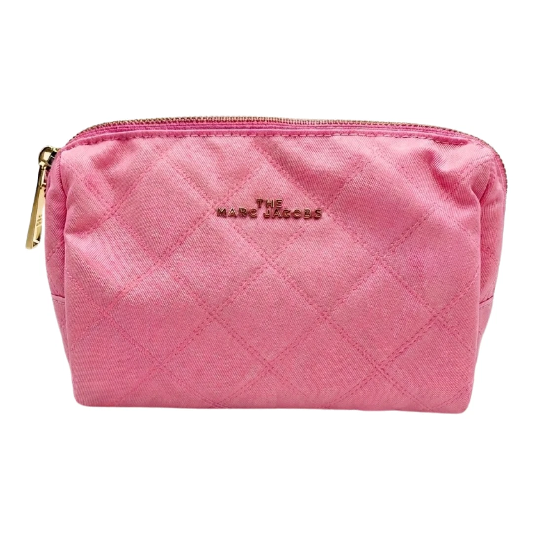 Marc Jacobs Quilted Nylon Cosmetic Pouch Pink Makeup Bag Travel Organizer New
