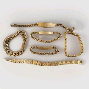 Authentic Lot Of 6 Chunky Curb Link Bracelet Engraved Gold Plated Love Mary Seth Matt