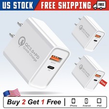 2 Port USB Type-C Wall Charger USB Fast Quick Charge QC3.0 Power Adapter Plug US