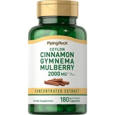 Ceylon Cinnamon Gymnema Mulberry | 2000mg | 180 Capsules | by Piping Rock