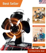 5-Blade Heat Powered Wood Stove Fan with Bracket for Efficient Air Circulation