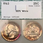1963 25C Washington Silver Proof Quarter *Ungraded* PCI Holder, Fuchsia Toned
