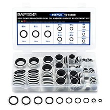 165PCS Bonded Sealing Washers, Metric Sealing Rubber Washers Kit