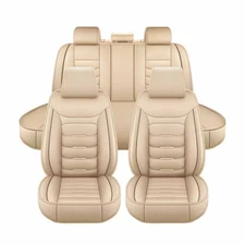 For Honda CR-V CRV Full Set Car Seat Covers Leather Front Rear Protector Beige