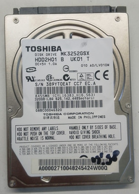 Toshiba 320GB MK3252GSX FKN6VB A5A002217010 2.5 Inch SATA Hard Drive