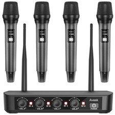 Professional Wireless Microphone System with 4 Handheld Mics