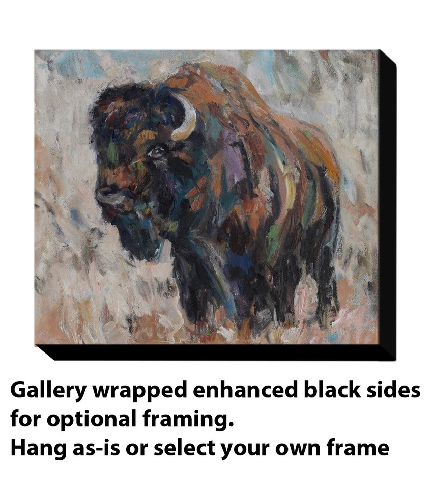 Art Original Oil Painting RM Mortensen "The Beast" Bison Buffalo Americana - Image 2 of 2