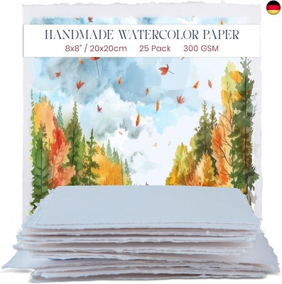 Wanderings Dickes Handgeschöpftes Aquarellpapier Mit Büttenrand, 20x20cm ? 300 g