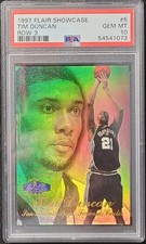 Tim Duncan 1997 Flair Showcase #5 Row 3 Rookie RC Holo Refractor PSA 10 Gem Mint