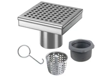 RELN 4” x 4” Stainless Steel Square Shower Drain w/ Square Pattern Free Shipping