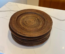 Woven Rattan/Wicker 13-inch Charger Plates Dark Brown– Set of 10