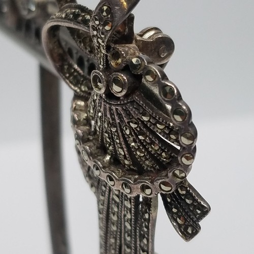 Sterling Silver Marcasite Swirl Design Brooch 10.0 G - Afbeelding 3 van 6
