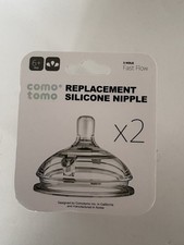 Como Tomo Fast Flow Silicone Replacement Nipples 3 Hole 6 Months 2-pc