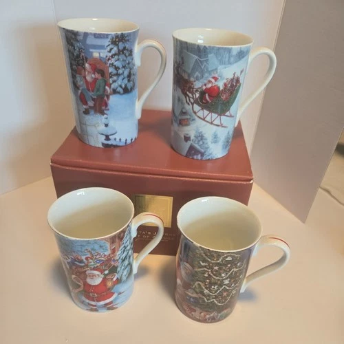 Lenox For The Holidays Santa's Journey Set Of 4 Mugs New in box. 