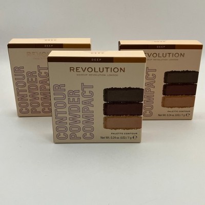 Revolution Face Powder Contour Compact Deep 0.24 OZ Pack Of 3 Pieces New
