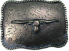Nocona Men's Longhorn Steer Rectangle Belt Buckle