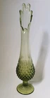 Vtg Fenton Hobnail Avocado Green Swung Vase Pedestal Base MCM 14.75"