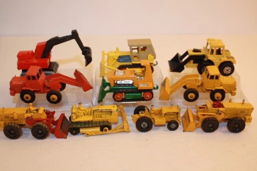 10 Vintage 1950's-1980's Matchbox Lesney Construction / Farm Equipment Vehicles