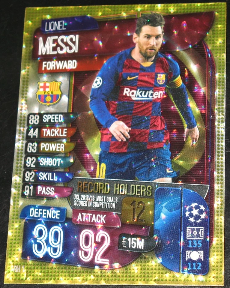 2019-20 Topps UCL Match Attax US Edition Heroes Lionel Messi Gold Ice Variation - Image 3 of 3