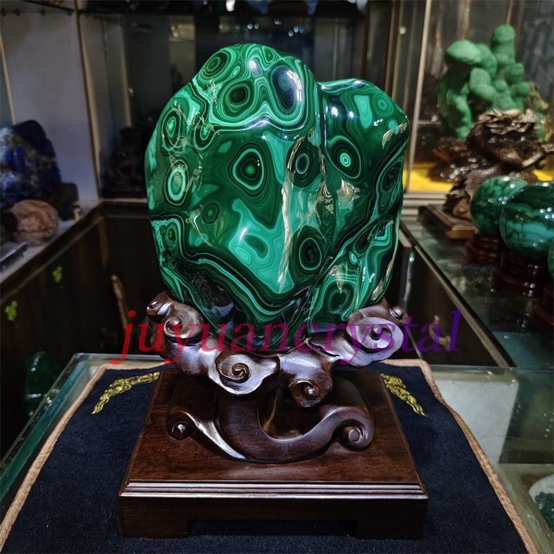 16.5LB Natural Malachite Quartz Mineral Specimen Crystal Reiki Home Decor+stand