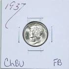 1937 10C Mercury Winged Liberty Silver Dime in Choice BU Condition FB #6279