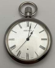 SEIKO Pocket Watch 5740-0080 Roman Numerals, Vintage Working Model From Japan