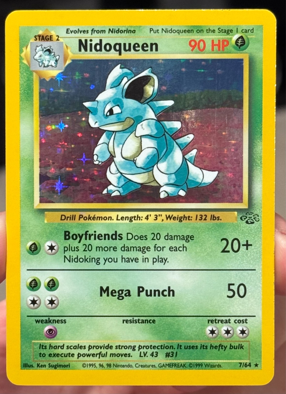 Nidoqueen 7/64 Rare Jungle Pokemon Unlimited HOLO Near Mint (NM)