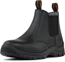 Work Boots for Men, Slip On Steel Toe Chelsea Safety Boots, Waterproof Slip... 