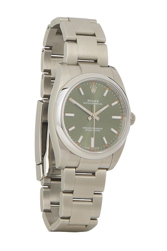 Rolex Green Stainless Steel Oyster Perpetual 114200 34mm - WGACA