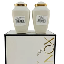 NEW Lenox China ETERNAL Salt & Pepper Square Shakers Ivory & Gold USA Made