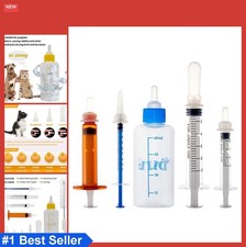 Newborn Kitten Puppy Nursing Bottle Set 60ml 2.1oz with 5 Nipples Syringe Feeder
