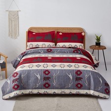 Black Bear Lodge Quilt King Size Rustic Bedding Antlers Lightweight Cabin Bed...