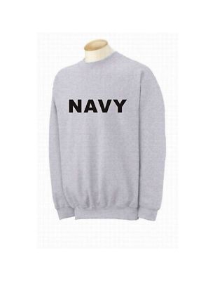 Navy Retired PT Crewneck Sweatshirt - Gray Military Style Sweatshirt With Black Logo, Medium - View #13
