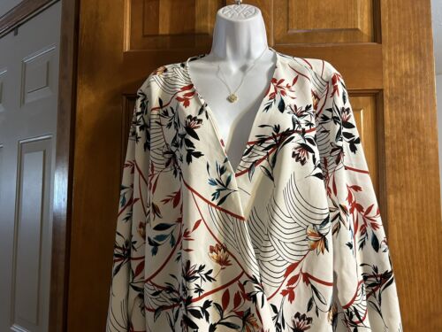 Alfani Woman Floral Crossover Wrap Long Sleeve Top 3X NWT