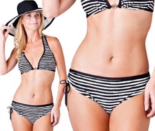 Michael Kors Catamaran Stripe Shirred Hipster Swimsuit Bikini Bottom L