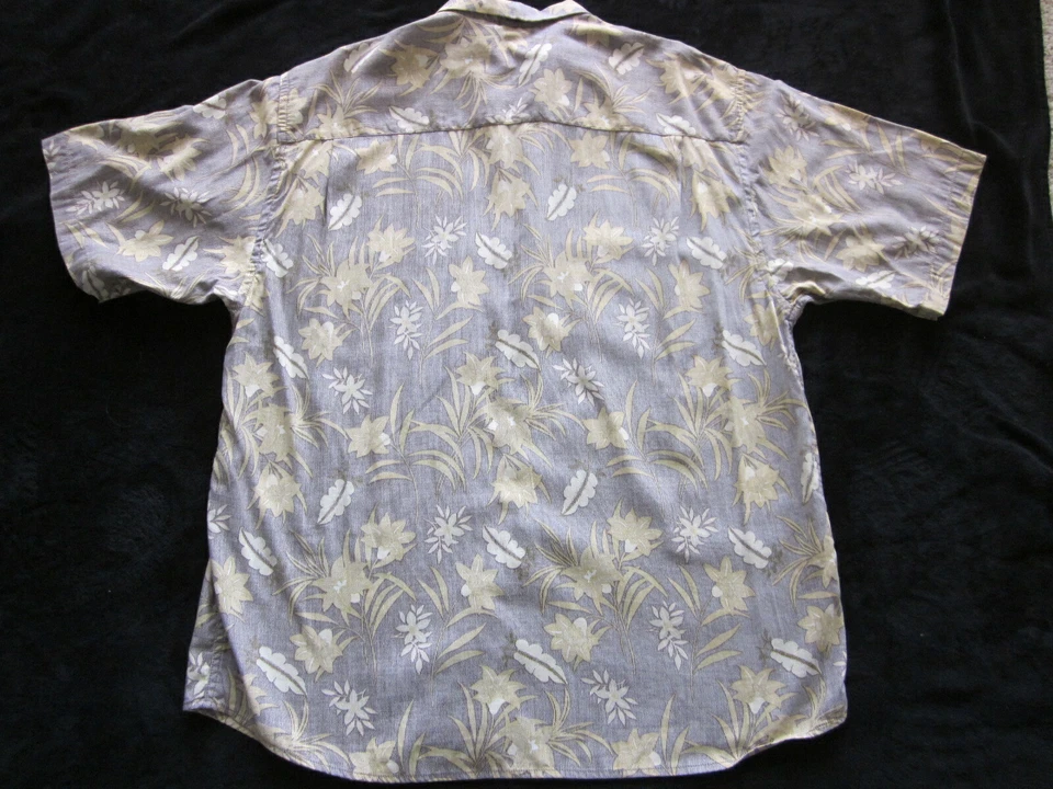 Camisa Hawaiana Para Hombre TOMMY BAHAMA S/S Marrón, Beige y Dorado Flora Aloha Talla L Foto 4 de 4