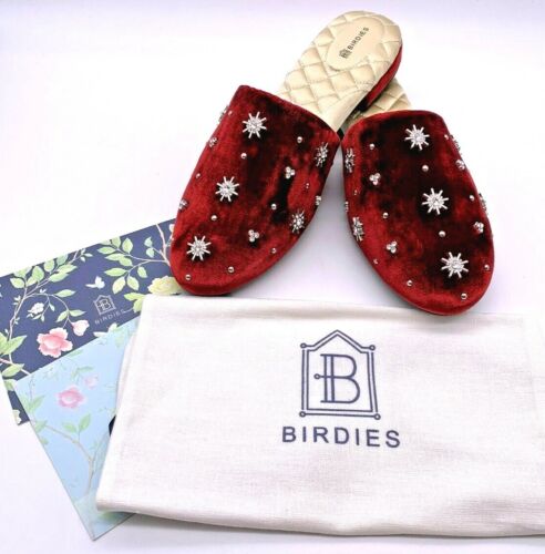 Birdies Women's Songbird Burgundy Crystal Mules Slippers Size 10 NIB - Picture 1 of 11