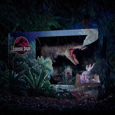 SDCC Mattel Jurassic World Hammond Collection T-Rex Outhouse Chaos Set