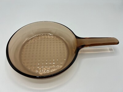 Pyrex Corning Amber VISION Ware 7'' Waffle Bottom Frying Pan