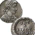 Arcadius / Wreath Vot X Mvlt Xv. Milan Mint. Roman Empire Siliqua Ancient Coin