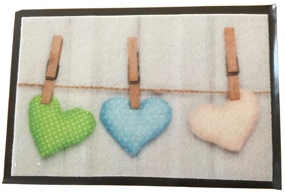 Fußmatte Türvorleger 40x60cm Print Herzen Schmutzfangmatte Fußabtreter Innen - Bild 2 von 2