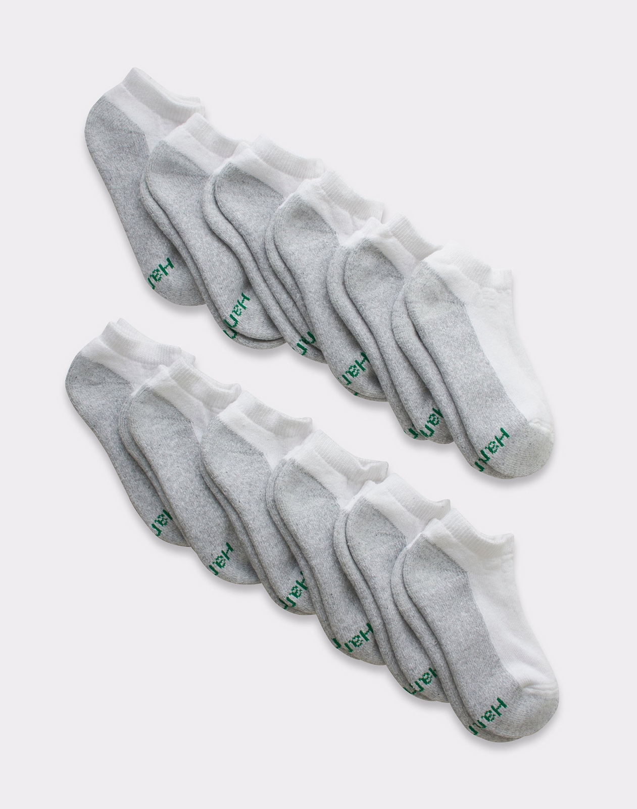 Hanes No Show Socks Boys Cushioned Comfort Toe EZ Sort Wicking White Grey s-l-image