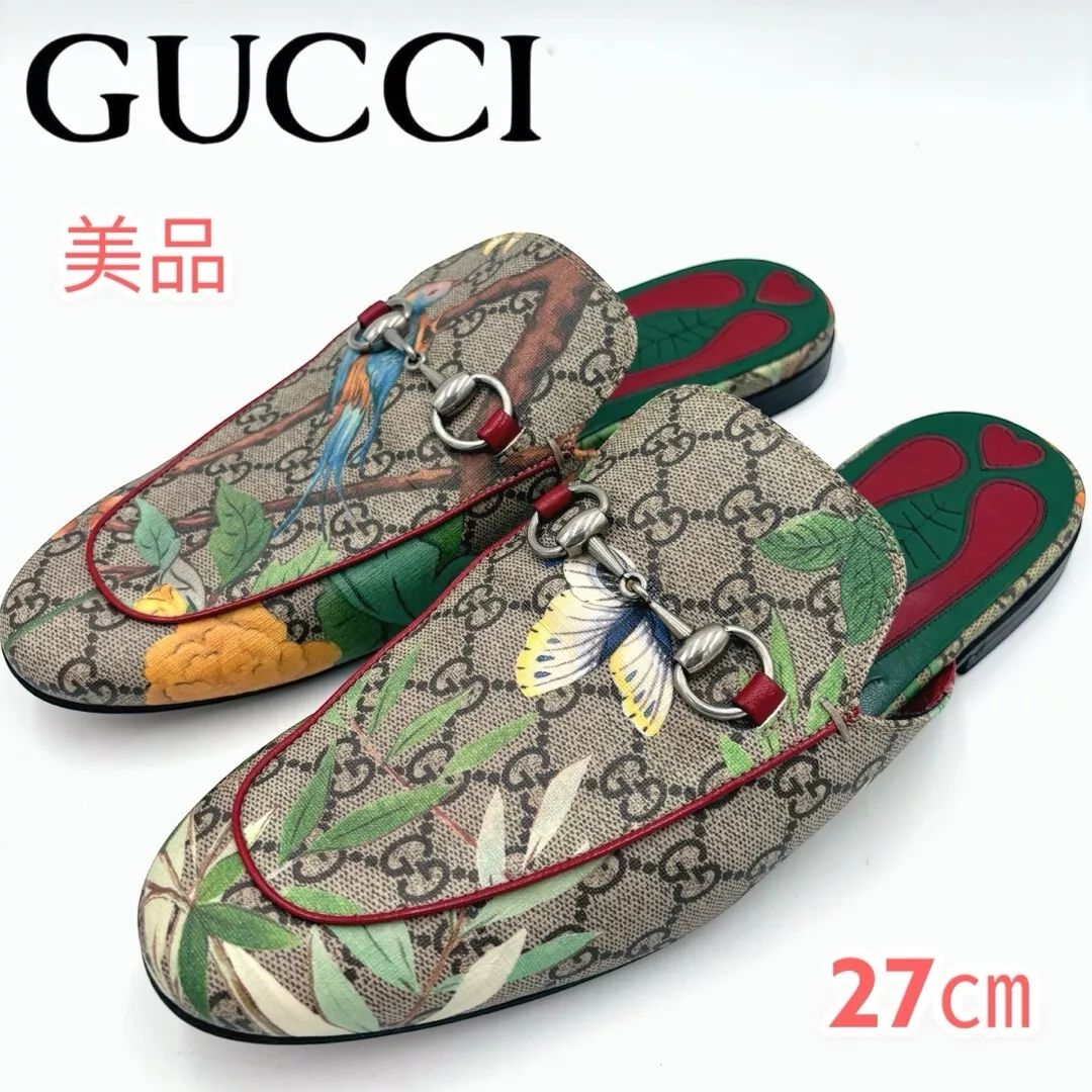 GUCCI GG Supreme Princetown GG Sandals Flat Shoes Size 42 US8.5 Men's Beige