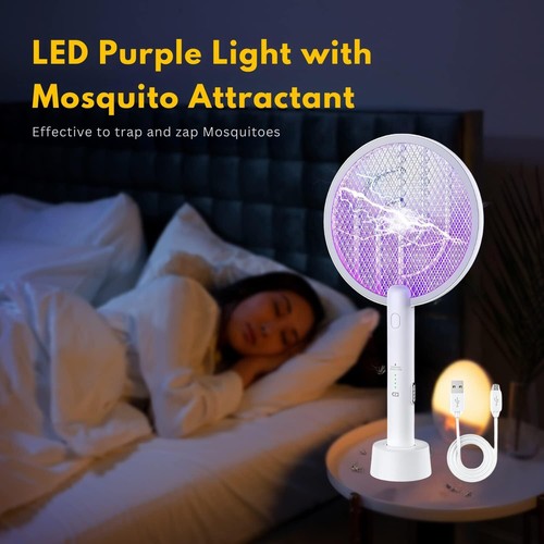 4000V Electric Fly Swatter Racket 2 in 1 Bug Zapper 1200mAh Rechargeable - Picture 2 of 10
