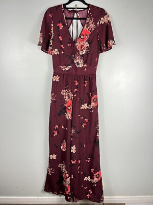 Band of Gypsies size XS playsuit long jumpsuit maroon floral