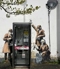 Banksy, Spy Booth, Graffiti Art, Canvas Print, 8"x9"