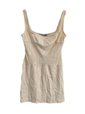 PrettyLittleThing Beige Nude Slip Dress Mini Bodycon Lace Fitted Evening Size 8