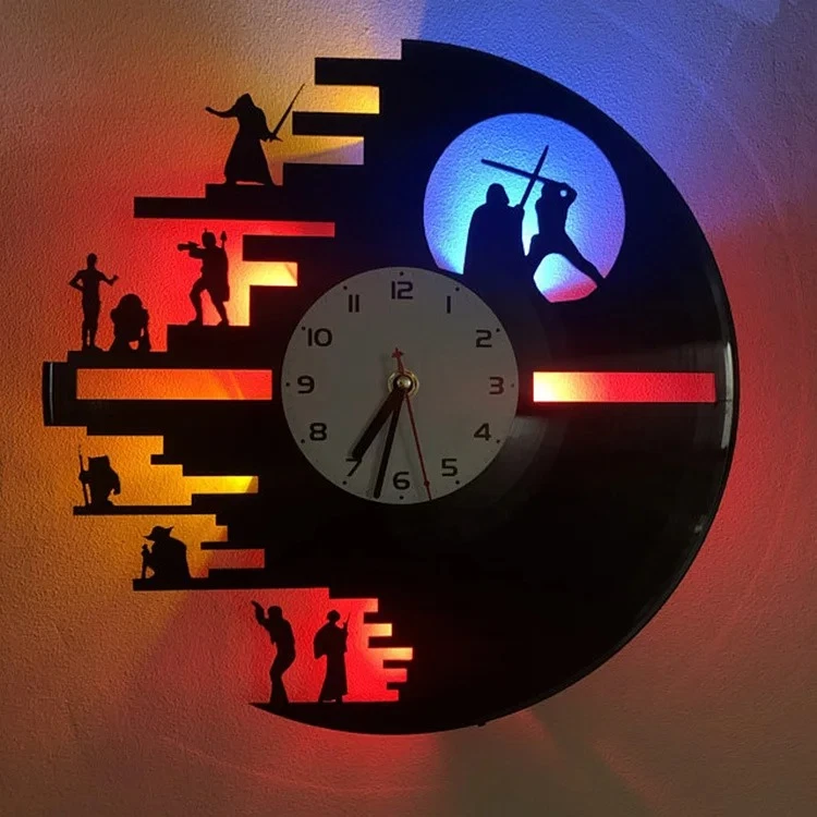 Reloj de Pared Disco Vinilo Star Wars Luz LED - Control Remoto 16 Colores Foto 4 de 4